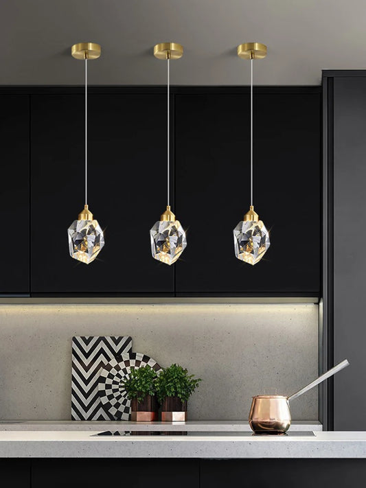Light Luxury K9 Crystal Small Dhandelier Modern and Minimalist Restaurant Light Bar Counter Bedroom Bedside Long Line Light