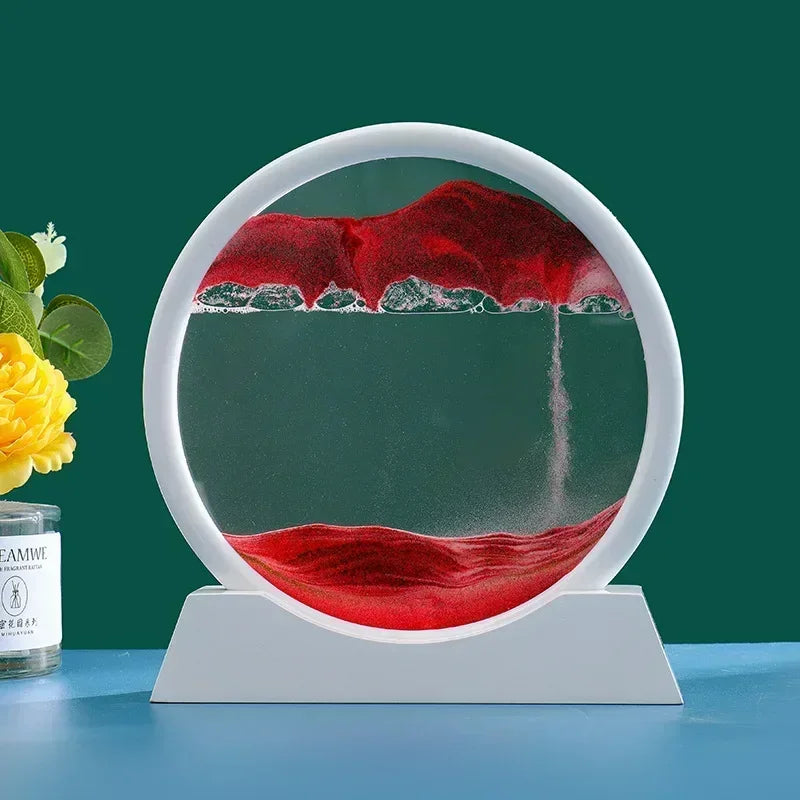 3D Moving Sand Art Picture – Round Glass Deep Sea Sandscape with Flowing Quicksand | Mesmerizing Home & Office Decor Gift