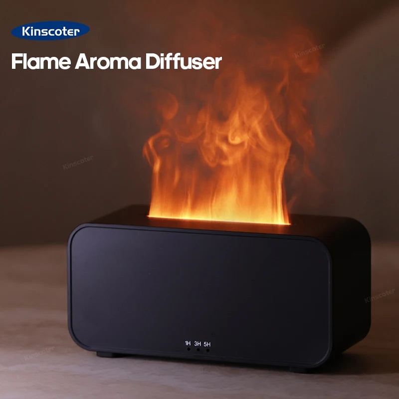 Simulation Flame Aromatherapy Machine Mini Air Humidifier LED Colorful Light Timer Humidifier Home Perfume Diffuser
