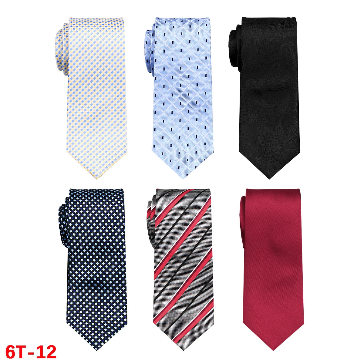 6-Pack Classic Woven Jacquard Men’s Ties – Business & Wedding Necktie Set | Formal Accessories for Workplace or Gift