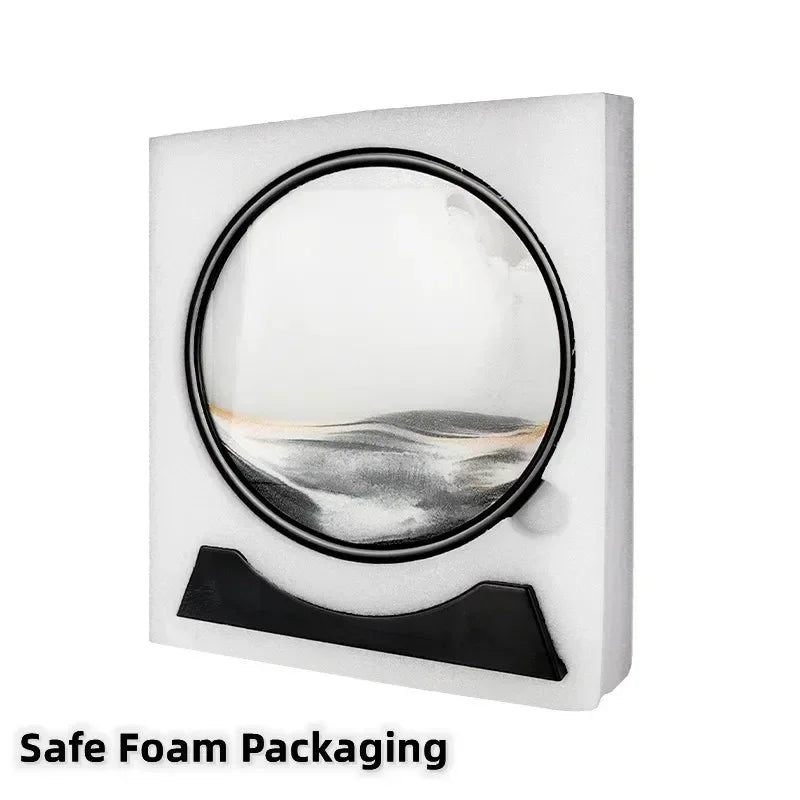 3D Moving Sand Art Picture – Round Glass Deep Sea Sandscape with Flowing Quicksand | Mesmerizing Home & Office Decor Gift