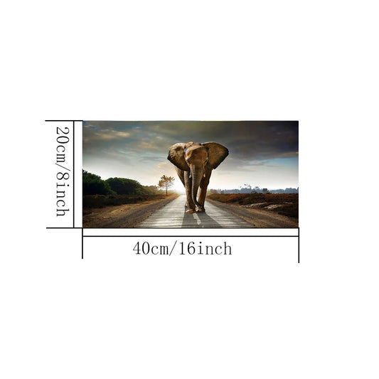 Abstract Elephant Wall Art - Framed Canvas Painting of African Wildlife for Living Room Decor