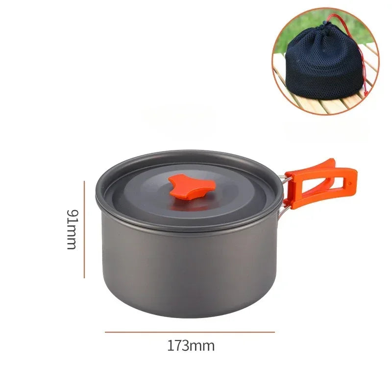 Outdoor Cookware Complete Camping Equipment Set – High Temperature Resistant, Foldable Storage Camping Pot for Hiking, Backpacking, and Picnics