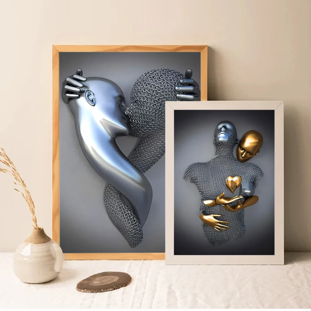 Metal Figure Statue Classic Movie Posters Waterproof Paper Sticker Coffee House Bar Decor Art Wall Stickers
