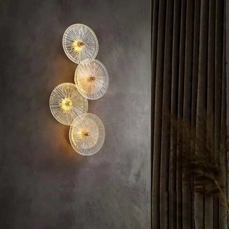Modern Nordic round Glass LED Lights Wall Lamp Combination for Living Room TV Background Bedside Corridor