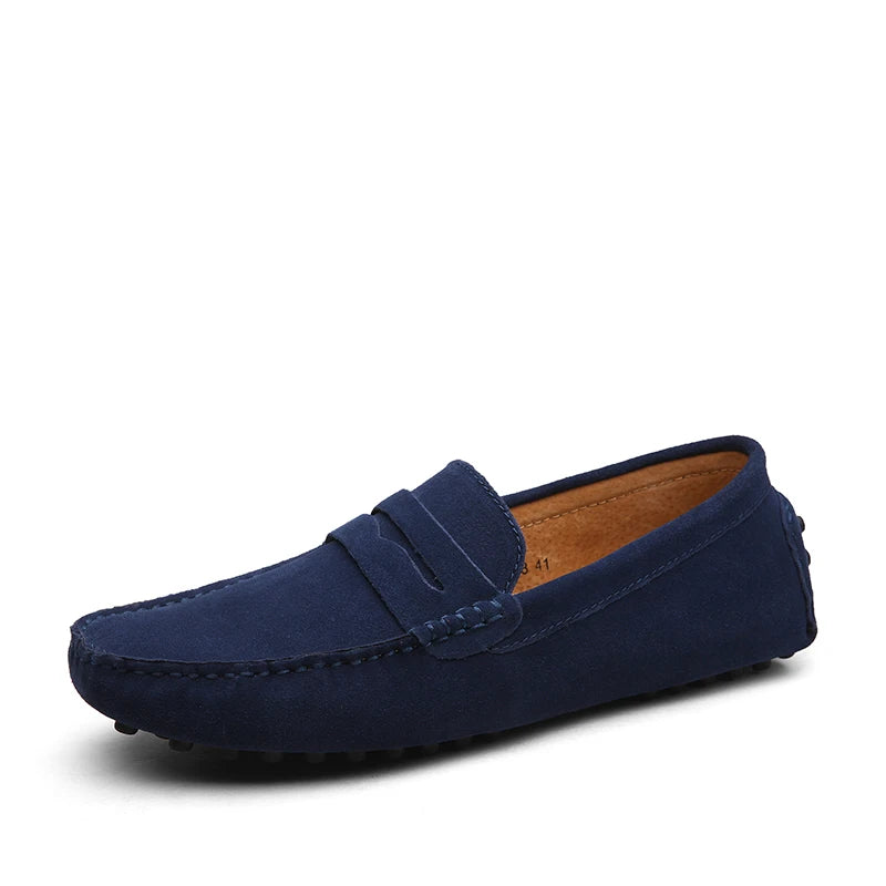 Men’s High-Quality Leather Loafers – Casual Moccasins Slip-On Flats for Driving & Fashion (Size 38-49)