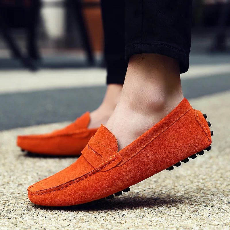 Men’s High-Quality Leather Loafers – Casual Moccasins Slip-On Flats for Driving & Fashion (Size 38-49)