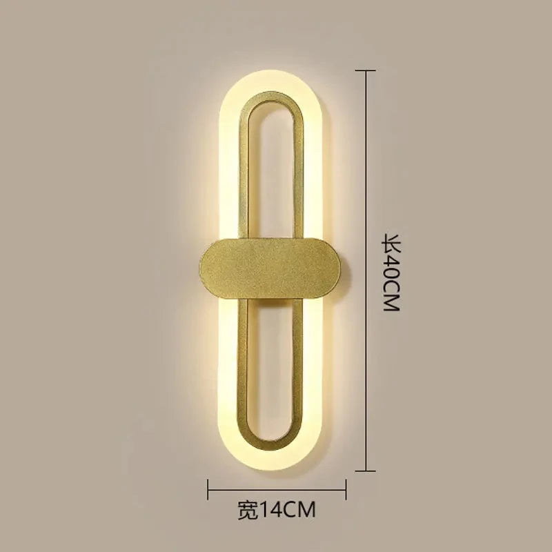 Oval Acrylic Corridor Lamp LED Wall Lamp Home Background Decoration Bedroom Bedside Living Room Black Gold Wall Light