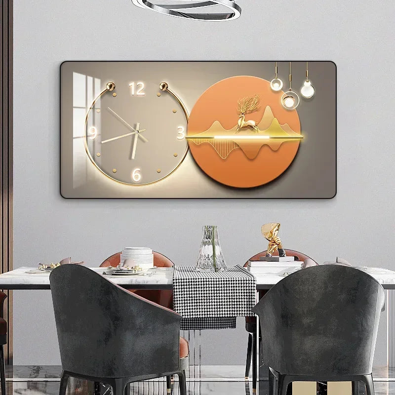 Decorative Painting Light Luxury Home Rectangular Clock Wall Painting Modern Minimalist Restaurant Rounded Clock Wall Painting