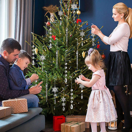 5/10Pcs Acrylic Snowflake Simulation Ice Pendants Xmas Tree Hanging Ornament Christmas Home Decorations New Year Gift
