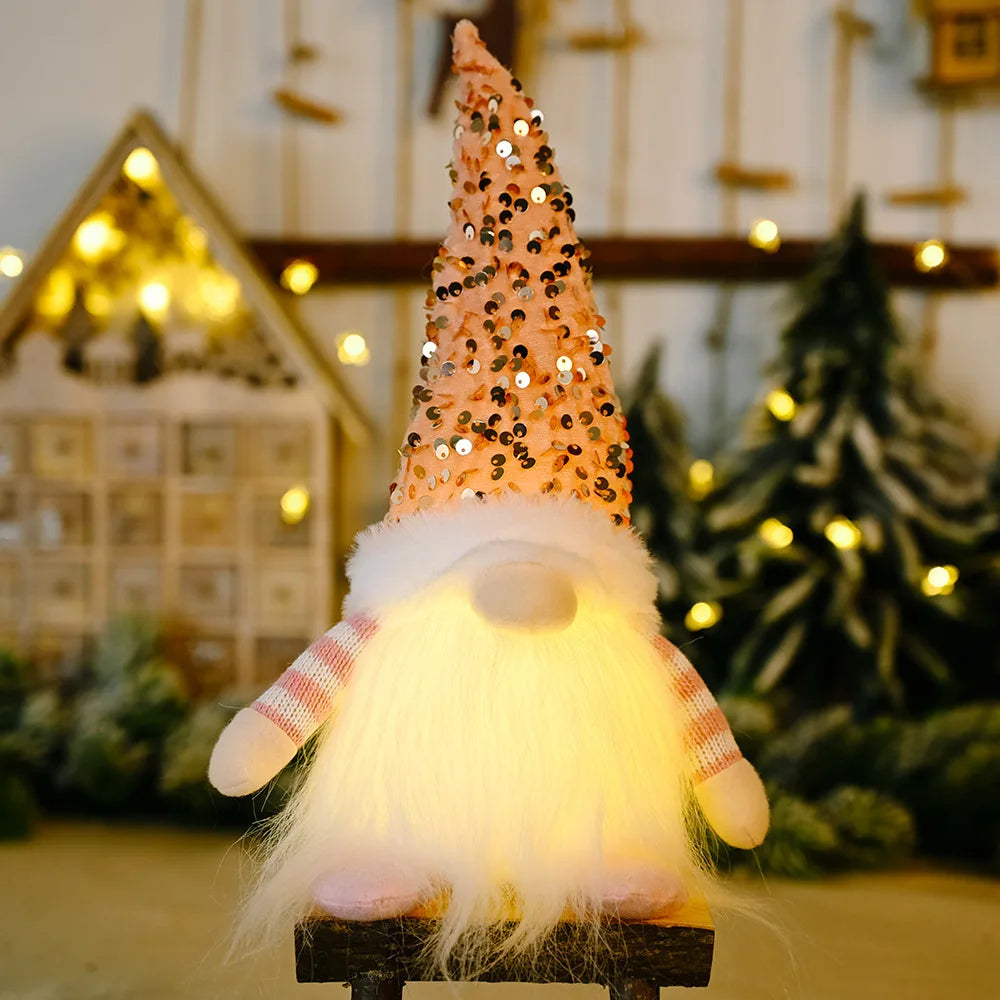 30Cm Glowing Gnome Christmas Decorations Faceless Plush Dolls Elf Home Ornaments Navidad New Year Gift