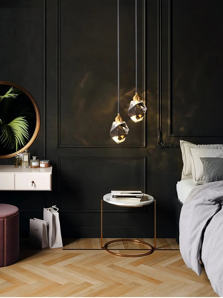 Light Luxury K9 Crystal Small Dhandelier Modern and Minimalist Restaurant Light Bar Counter Bedroom Bedside Long Line Light