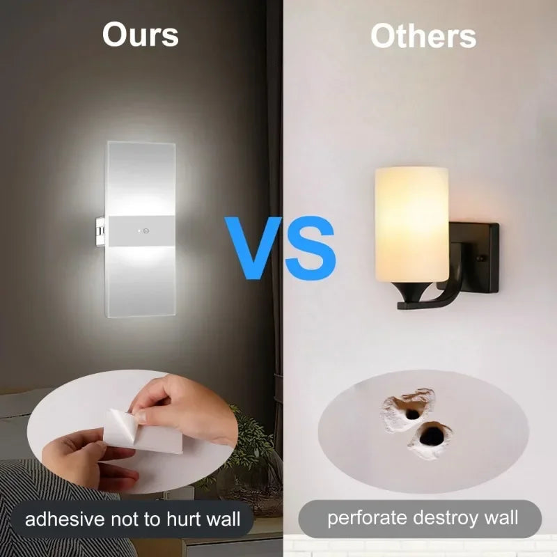 Motion Sensor Wall Sconce (Set of 2), USB Rechargeable Battery Powered Wireless Night Light, Bedroom Decor