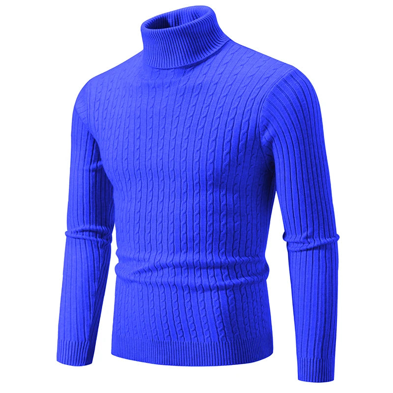 Men’s Winter Turtleneck Sweater – Thick Warm Slim Fit Knitwear with Double Collar