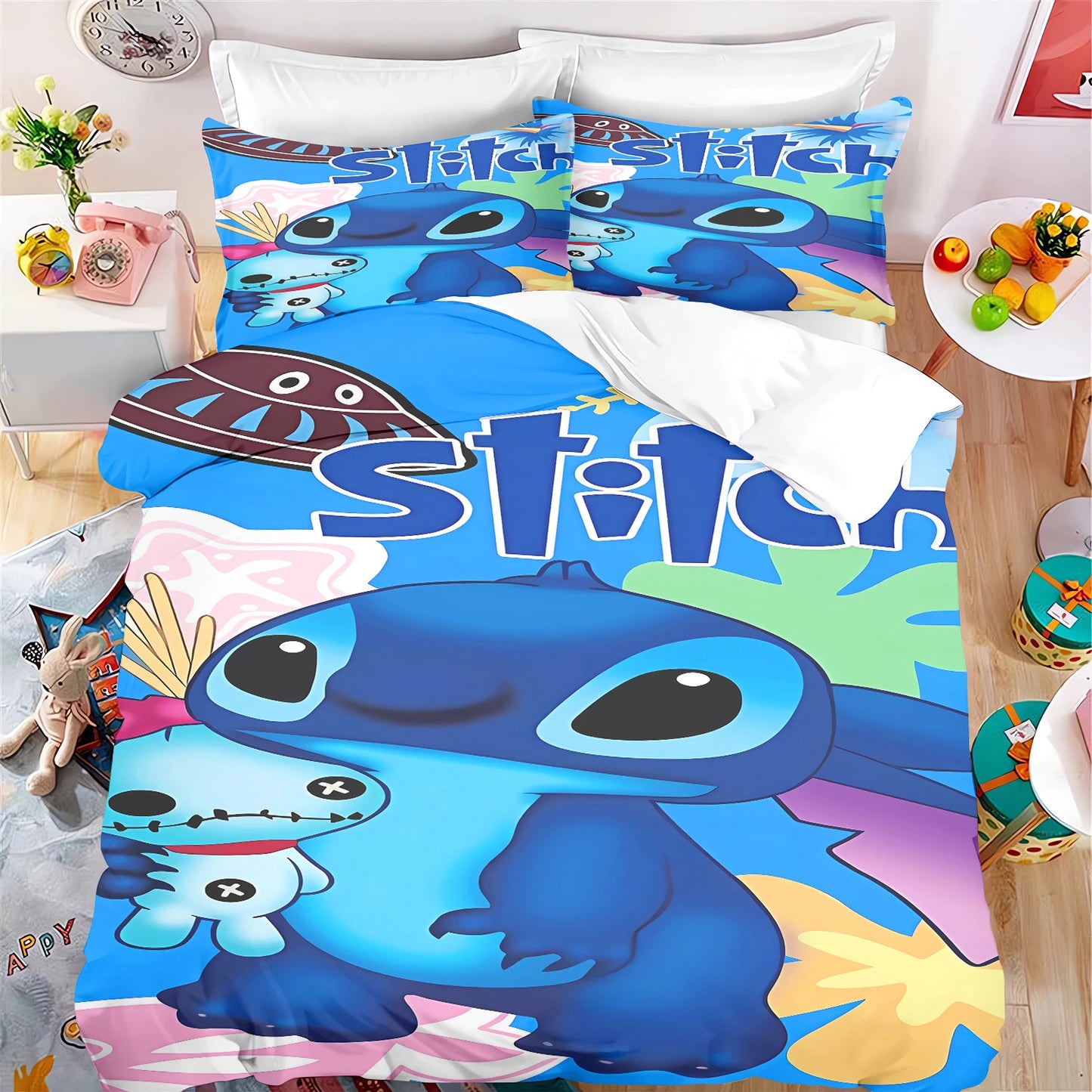 Stitch Cartoon Kids Duvet Cover Set – Anime Bedding Twin Size (No Filling), 100% Polyester – Multiple Sizes