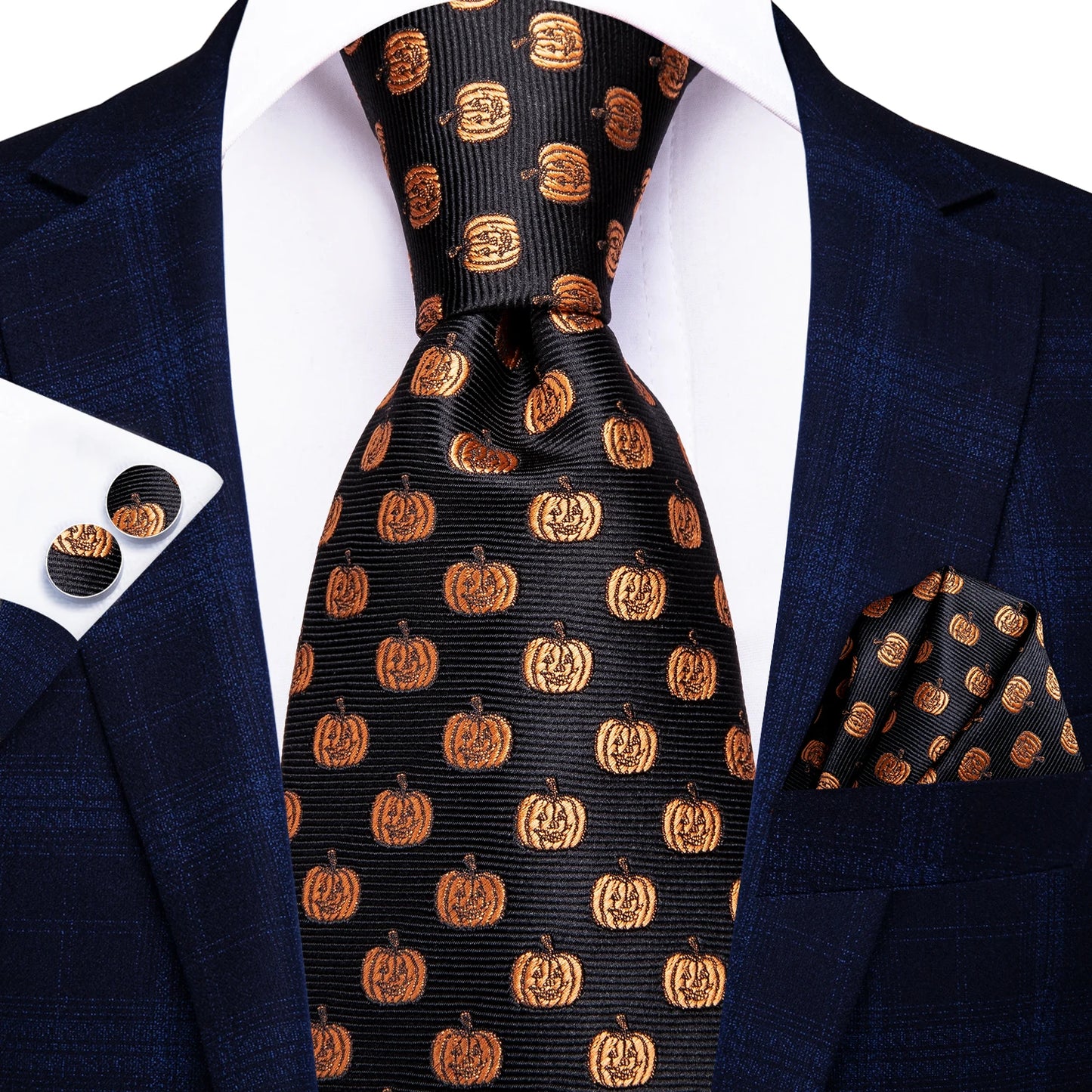 Burgundy Brown & Black Paisley Striped Silk Tie Set – Necktie + Pocket Square + Cufflinks – Formal Gift Set for Men