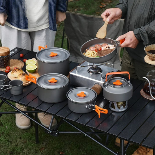 Outdoor Cookware Complete Camping Equipment Set – High Temperature Resistant, Foldable Storage Camping Pot for Hiking, Backpacking, and Picnics