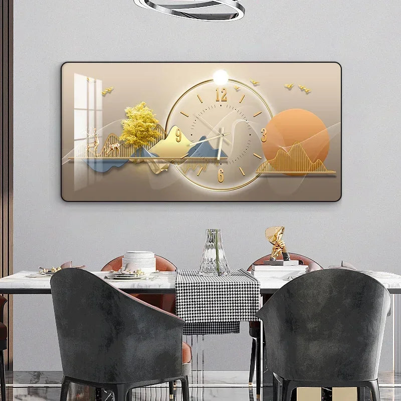 Decorative Painting Light Luxury Home Rectangular Clock Wall Painting Modern Minimalist Restaurant Rounded Clock Wall Painting
