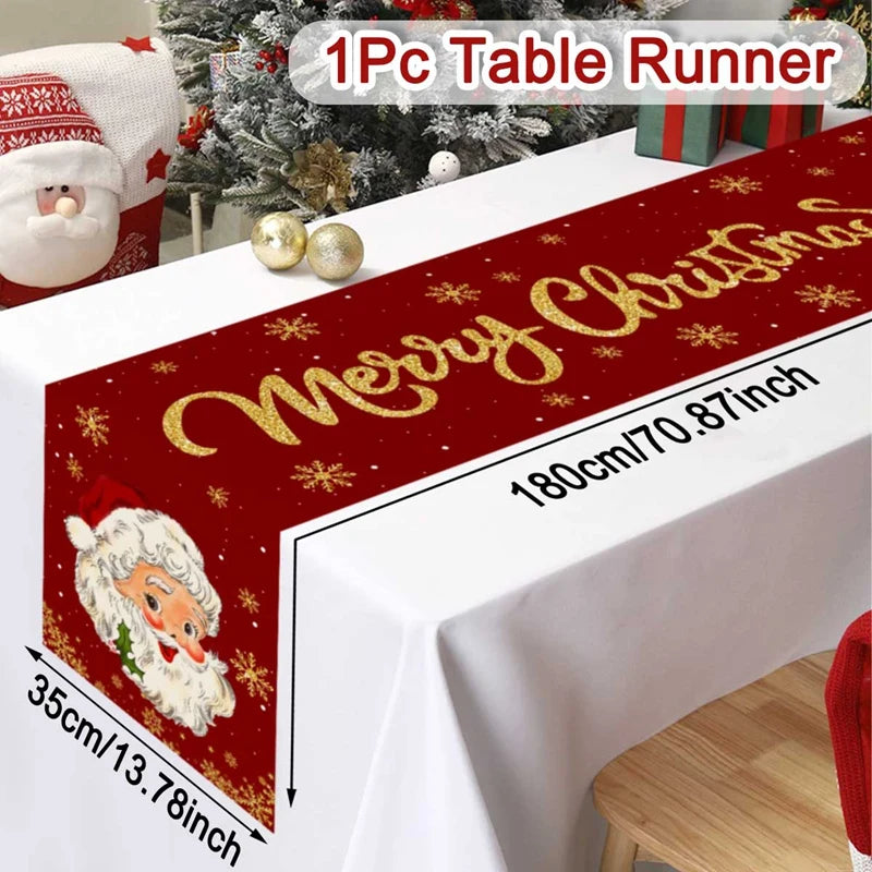 Santa Claus Christmas Table Runner Christmas Decorations for Home Xmas Table Flag Navidad Noel Gifts New Year Tablecloth