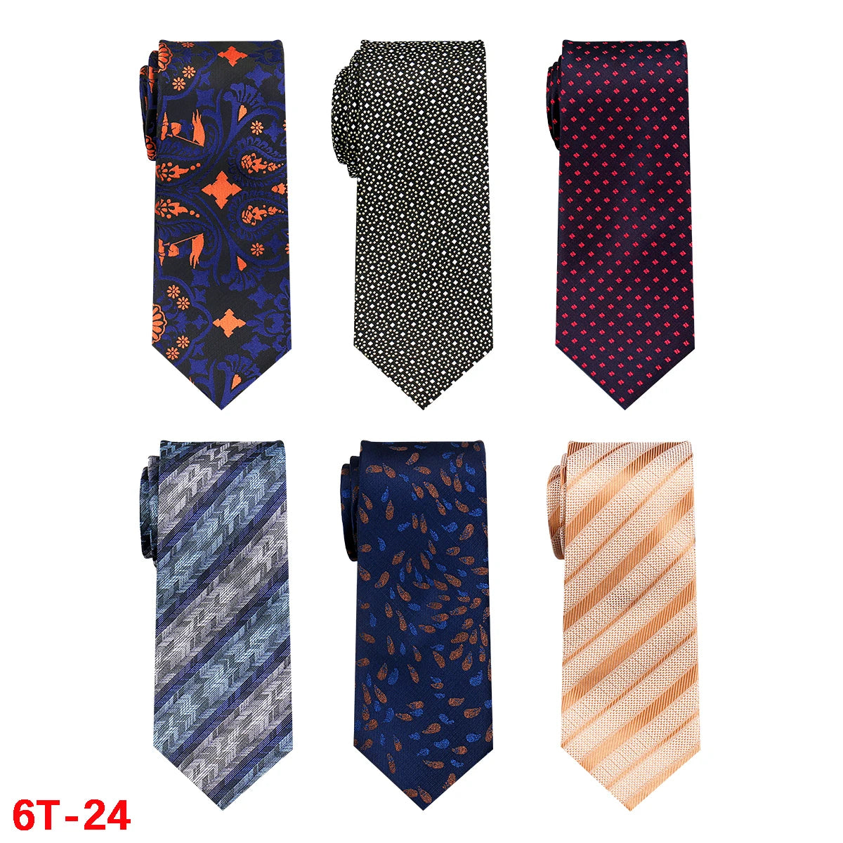 6-Pack Classic Woven Jacquard Men’s Ties – Business & Wedding Necktie Set | Formal Accessories for Workplace or Gift