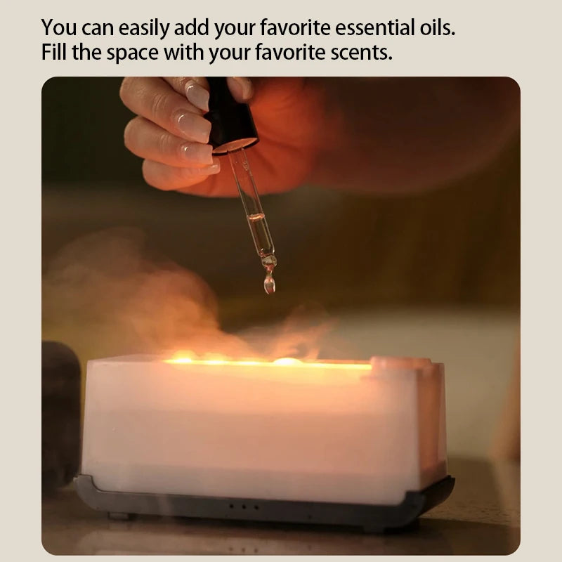 Simulation Flame Aromatherapy Machine Mini Air Humidifier LED Colorful Light Timer Humidifier Home Perfume Diffuser