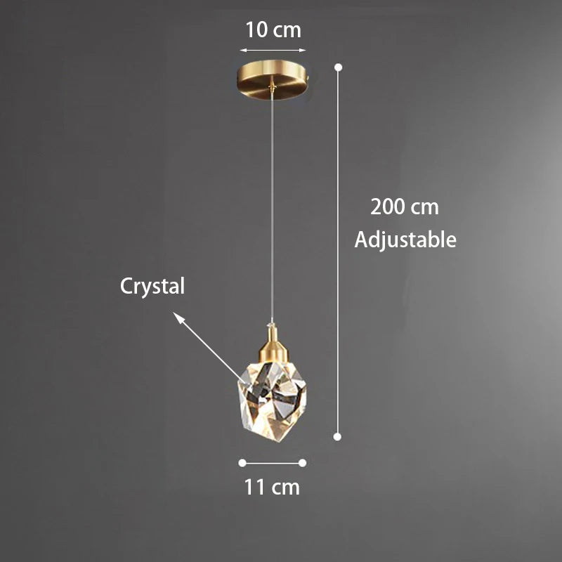 Light Luxury K9 Crystal Small Dhandelier Modern and Minimalist Restaurant Light Bar Counter Bedroom Bedside Long Line Light