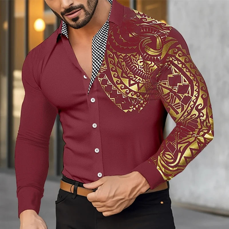 Men’s Classic Button-Down Long Sleeve Shirt – Casual/Formal Lapel Shirt for Spring & Fall (S–6XL)