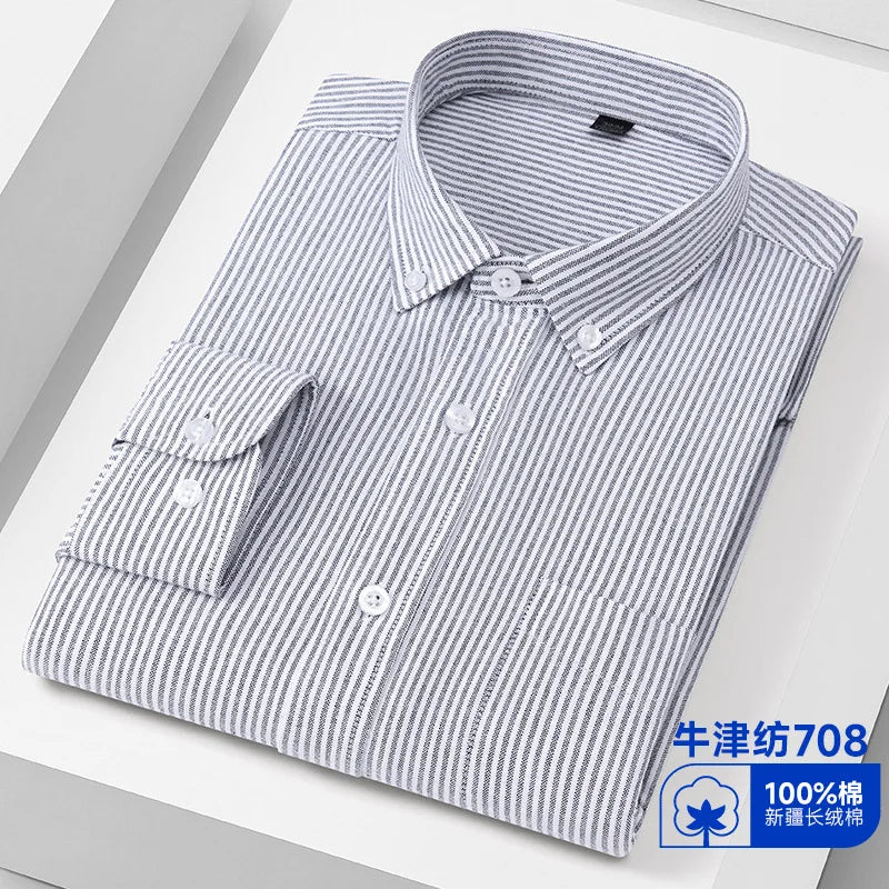 Men’s 100% Cotton Oxford Long Sleeve Shirt – Regular Fit Soft Casual Dress Shirt for Work & Social Events