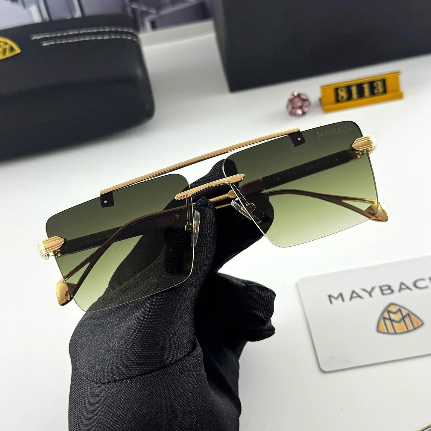 Maybach Frameless Luxury Sunglasses – Sleek UV Goggles for S-Class S450–S680, GLS480, GLS600 – Unisex High-End Car Eyewear