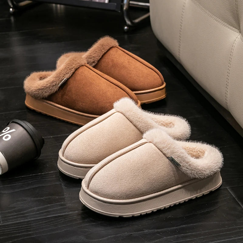 Fashion Women’s Fluffy Slippers – Thick EVA Sole, Anti-Slip & Warm ladies Winter House Slippers
