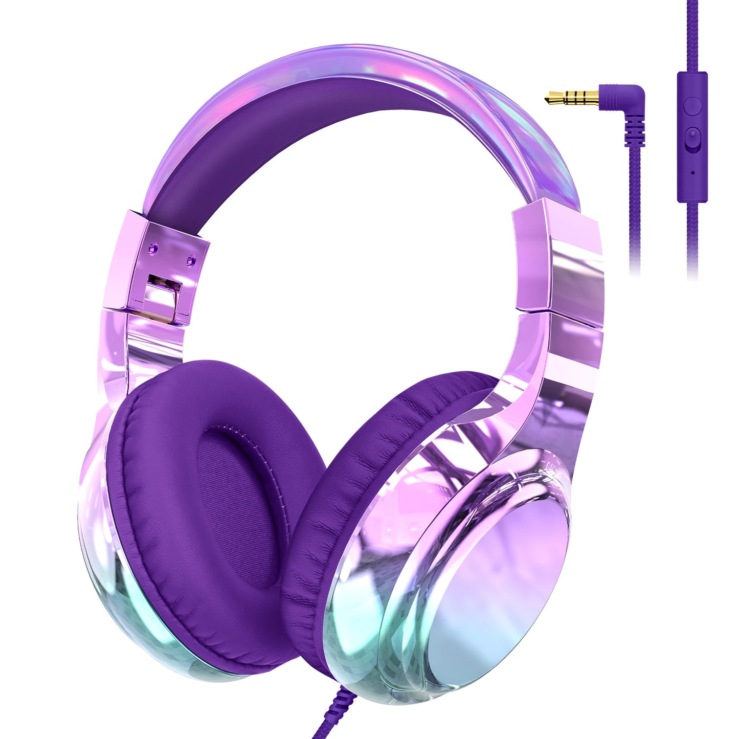 Kids Headphones Wired 3.5Mm Jack Stylish Foldable Children'S Gaming Headset with Mic for Iphone Computer Tablet PC Girls Gifts