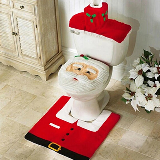 New Cute Christmas Toilet Seat Covers Creative Santa Claus Bathroom Mat Xmas Supplies for Home New Year Navidad Gift Decor