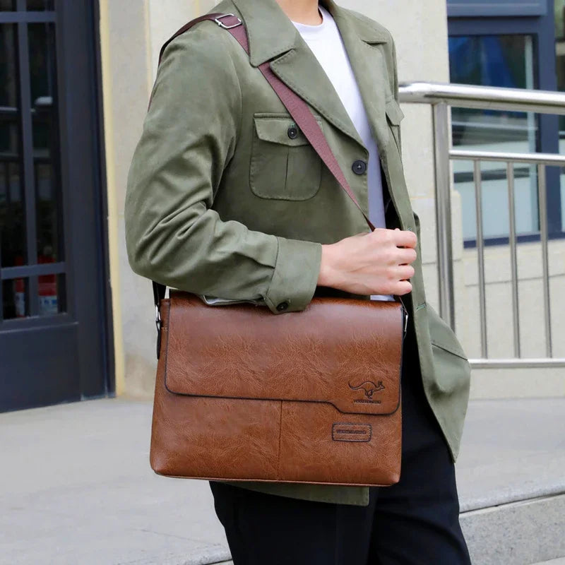 Luxury Leather Men’s Shoulder Bag for iPad – Business Handbag & Messenger Bag