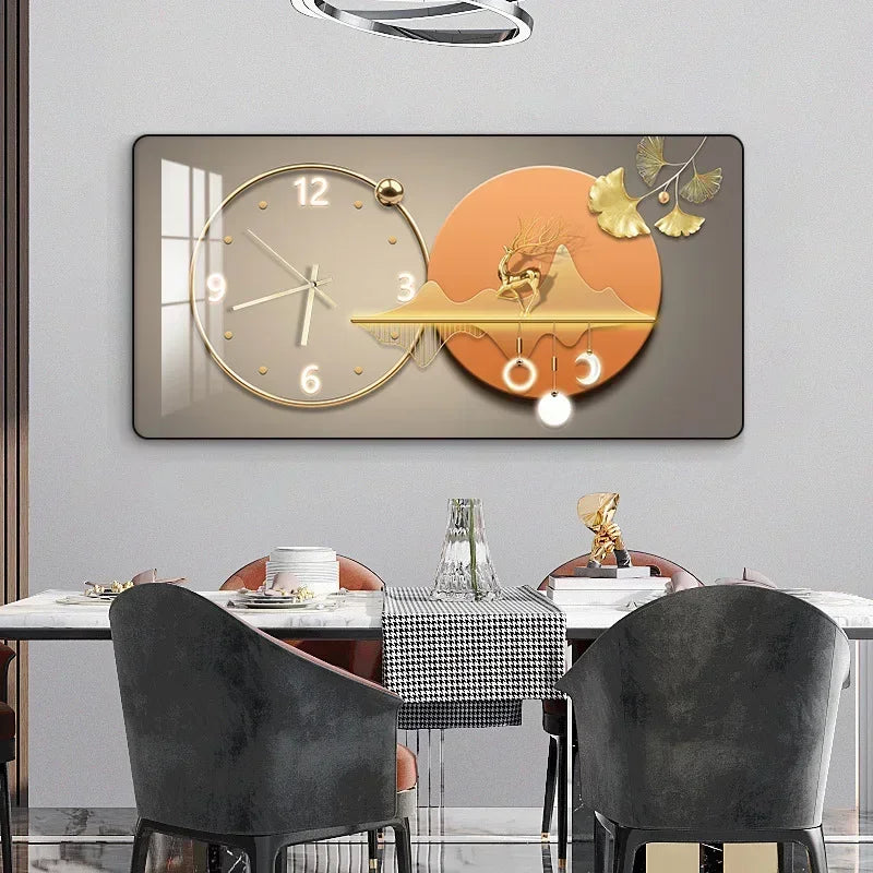 Decorative Painting Light Luxury Home Rectangular Clock Wall Painting Modern Minimalist Restaurant Rounded Clock Wall Painting