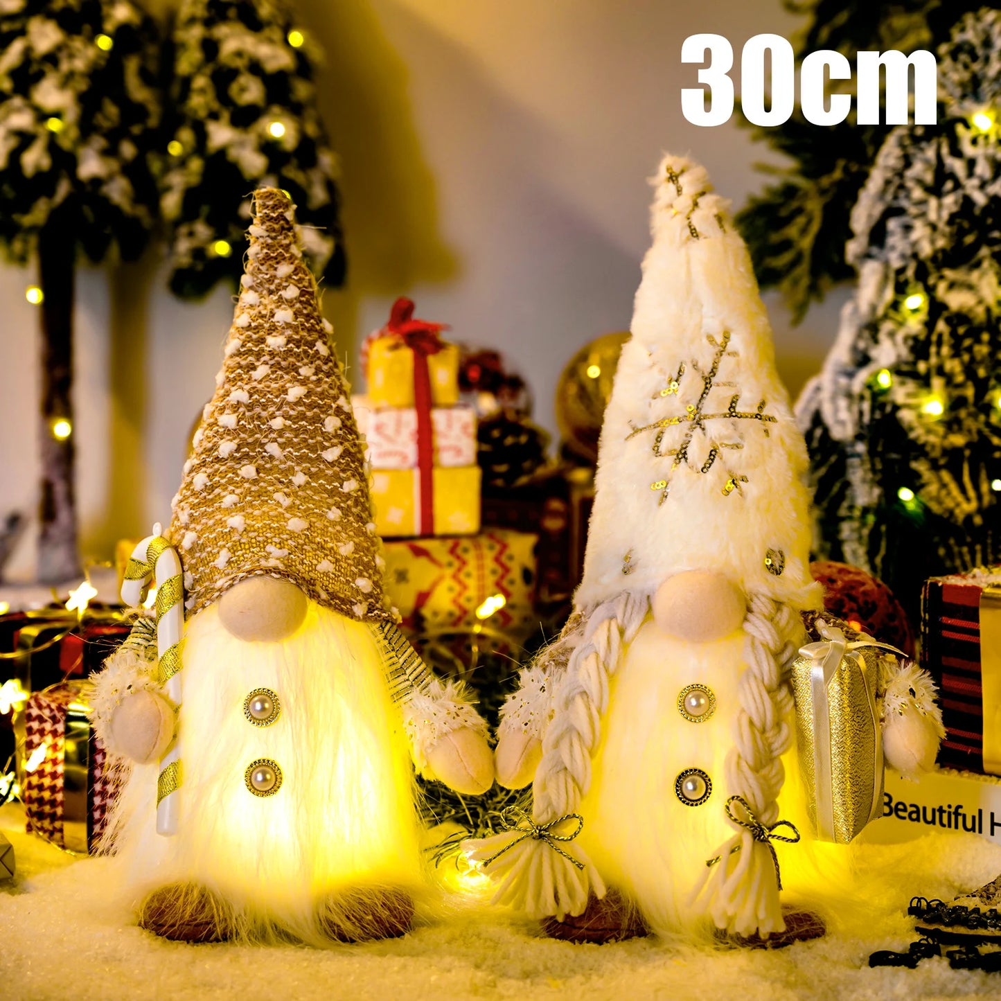 30Cm Glowing Gnome Christmas Decorations Faceless Plush Dolls Elf Home Ornaments Navidad New Year Gift