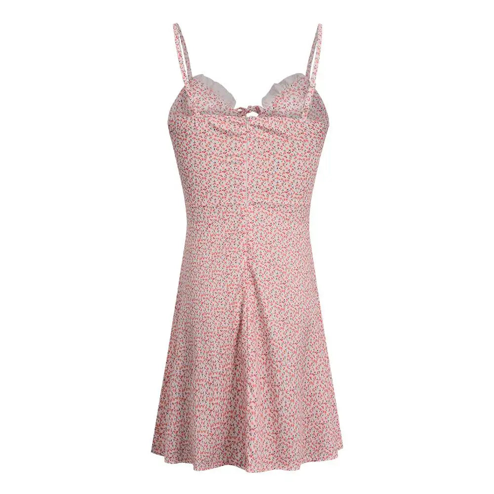 Summer Floral V-Neck Camisole Mini Dress – Sexy Spaghetti Strap Bodycon Beach Dress (S–2XL)
