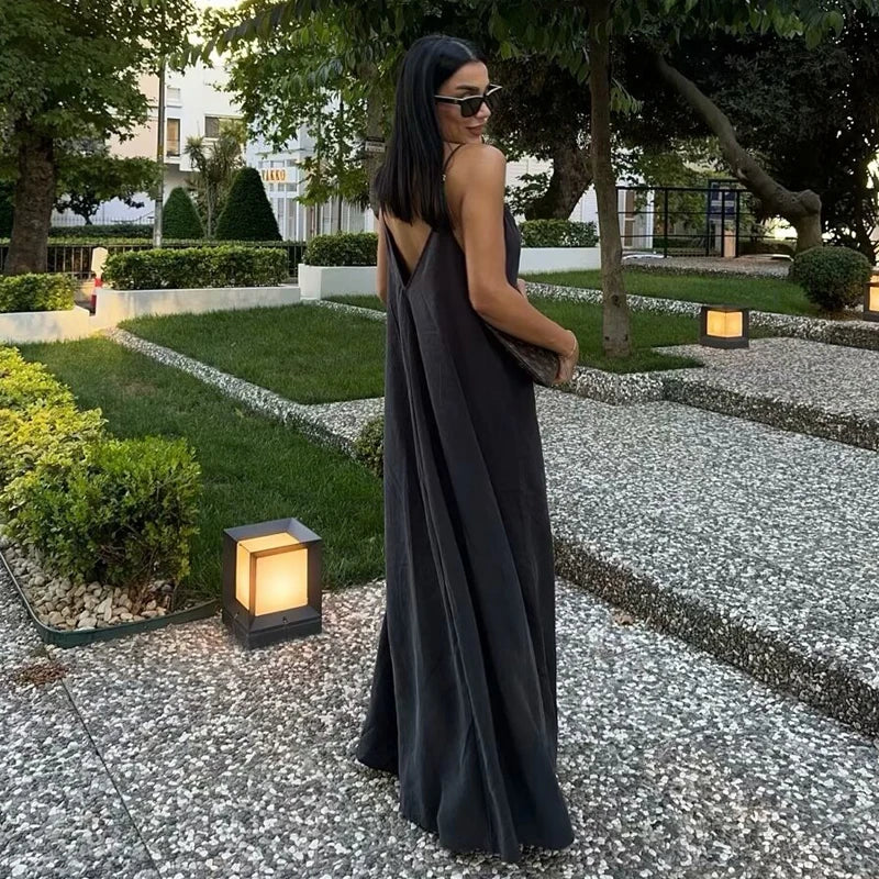 Backless Draped Slip Maxi Dress β Sexy Summer Beach Dress
