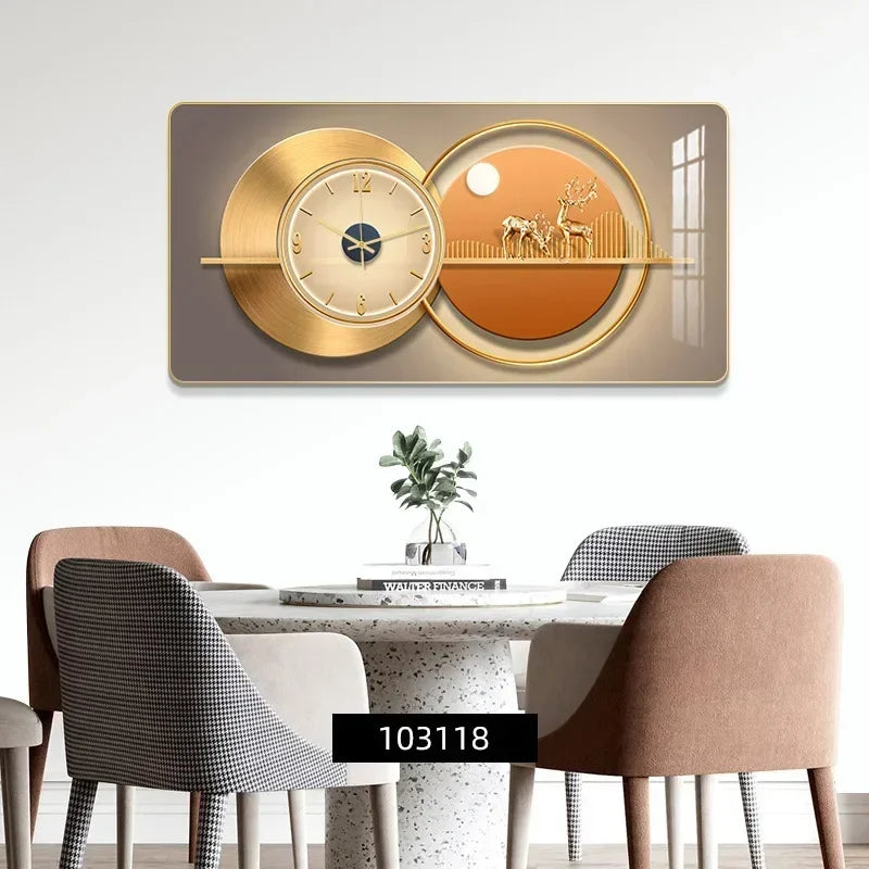 Decorative Painting Light Luxury Home Rectangular Clock Wall Painting Modern Minimalist Restaurant Rounded Clock Wall Painting