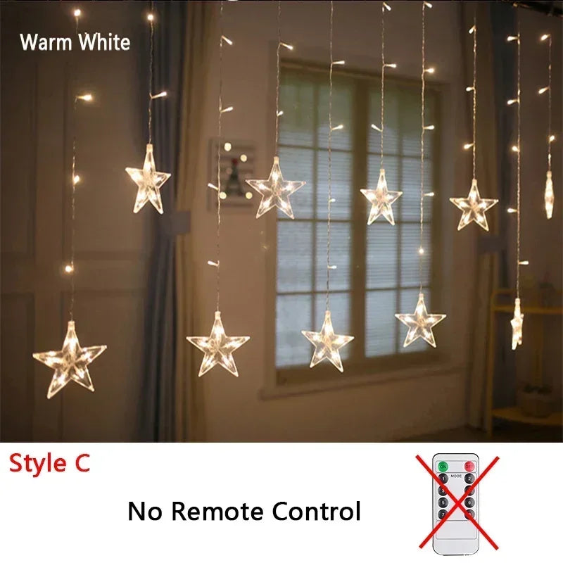 Christmas Decoration Festoon String Lights Fairy Garland Curtain Outdoor Indoor Decor for Holiday New Year Decoration