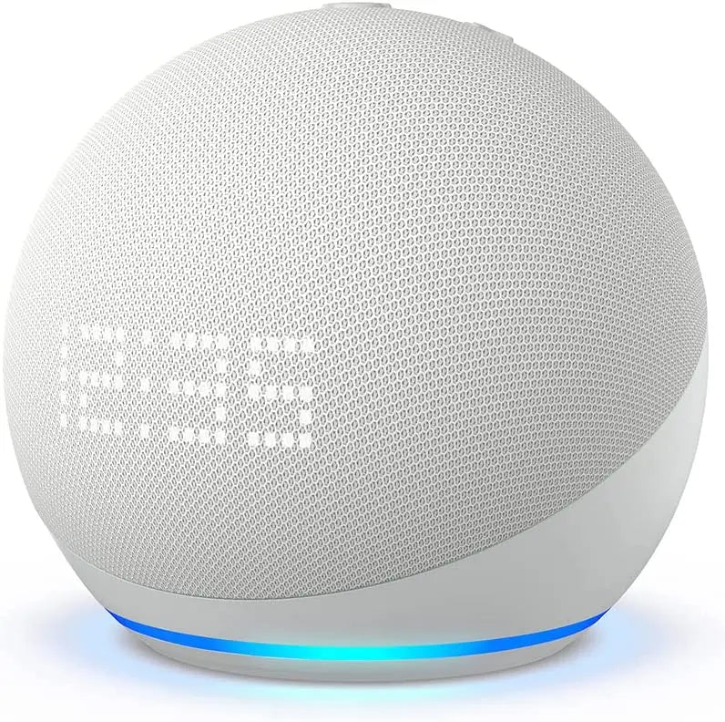 Best-Selling Echo Dot 5th Gen Smart Speaker Bundle – Alexa & Google Assistant, Wireless Clock, Portable (4th & 5th Gen Compatible)