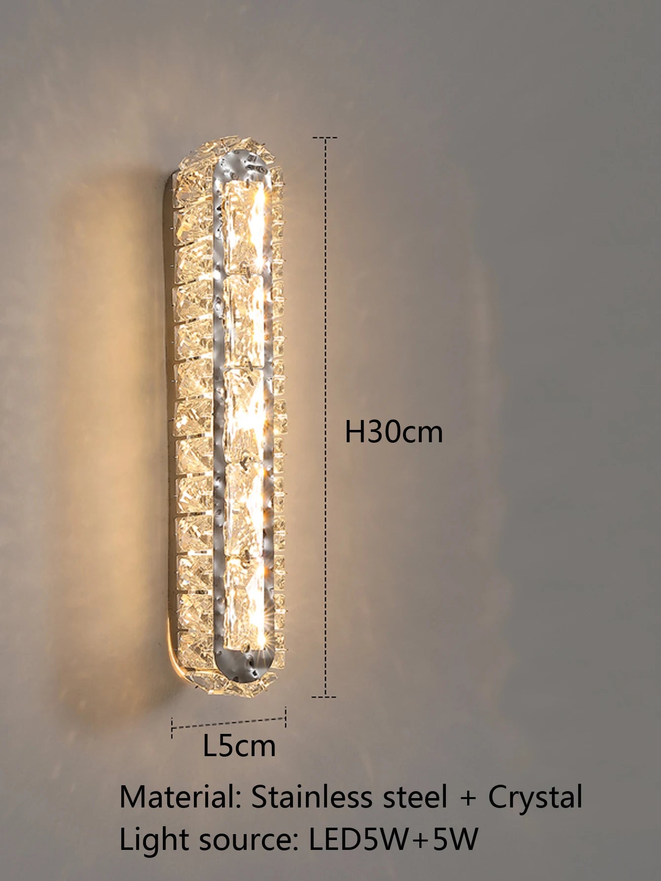 Gold/Silver Stainless Steel, Single/Double Row Crystal Wall Sconce for Hotel,Living Room,Bedroom,Wall Sconce,Lamps and Lanterns.