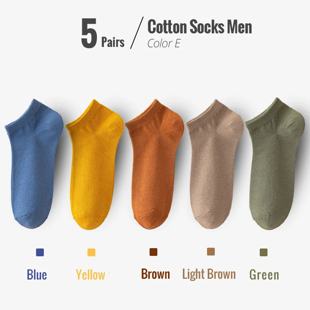 95% Combed Cotton Socks Men Business Dress Short Socks Soft Breathable Spring Summer Colorful Sock for Man 5Pairs/Lot Ankle Sock