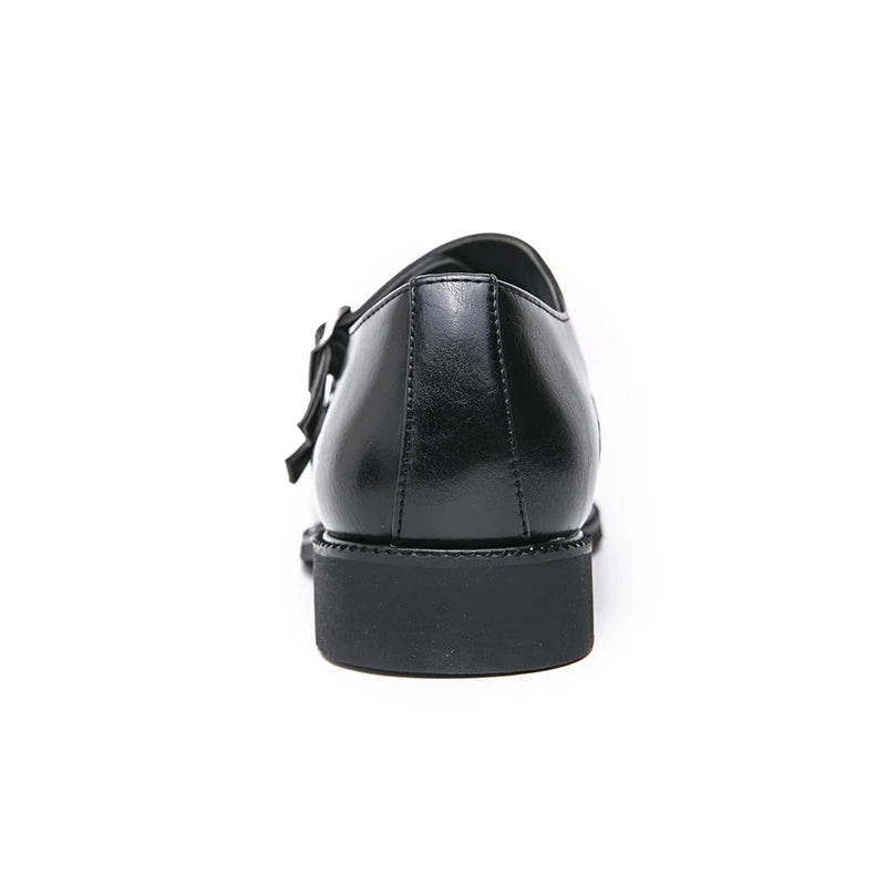 Men’s Retro Monk Strap Dress Shoes – Pointed Toe Leather Office, Business & Wedding Footwear