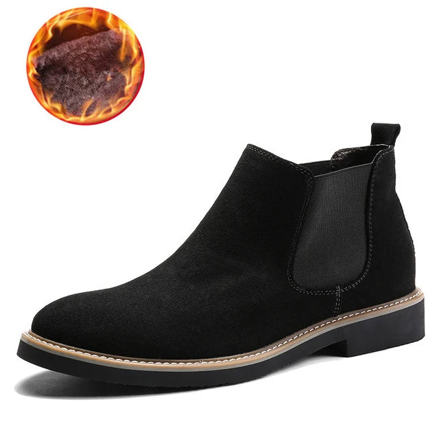 Men’s Suede Leather Chelsea Boots – High-Quality Autumn Ankle Boots, Slip-On Style Footwear