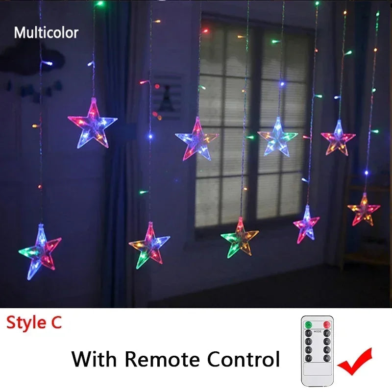 Christmas Decoration Festoon String Lights Fairy Garland Curtain Outdoor Indoor Decor for Holiday New Year Decoration