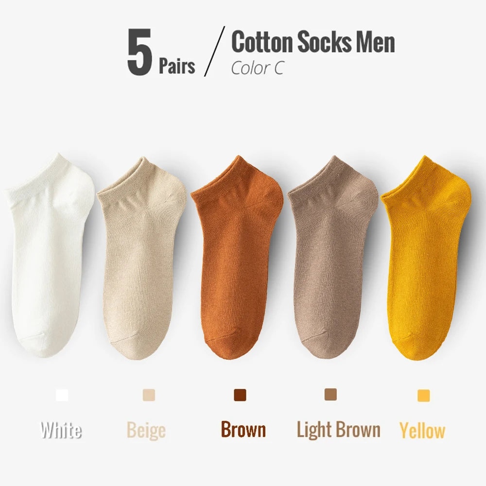 95% Combed Cotton Socks Men Business Dress Short Socks Soft Breathable Spring Summer Colorful Sock for Man 5Pairs/Lot Ankle Sock