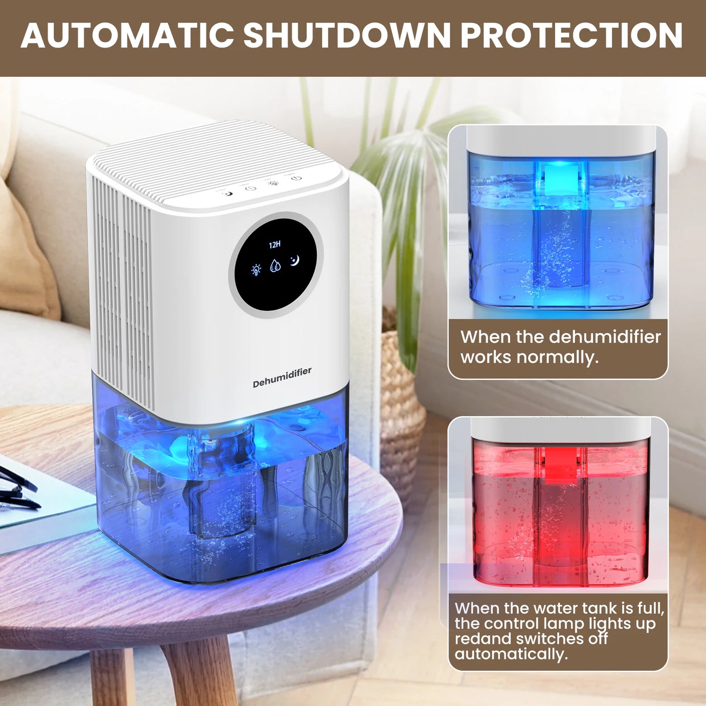 35oz Portable Dehumidifier β Quiet Operation with Colorful Night Light & Timer, Mini Air Moisture Absorber for Bedroom, Bathroom, Office