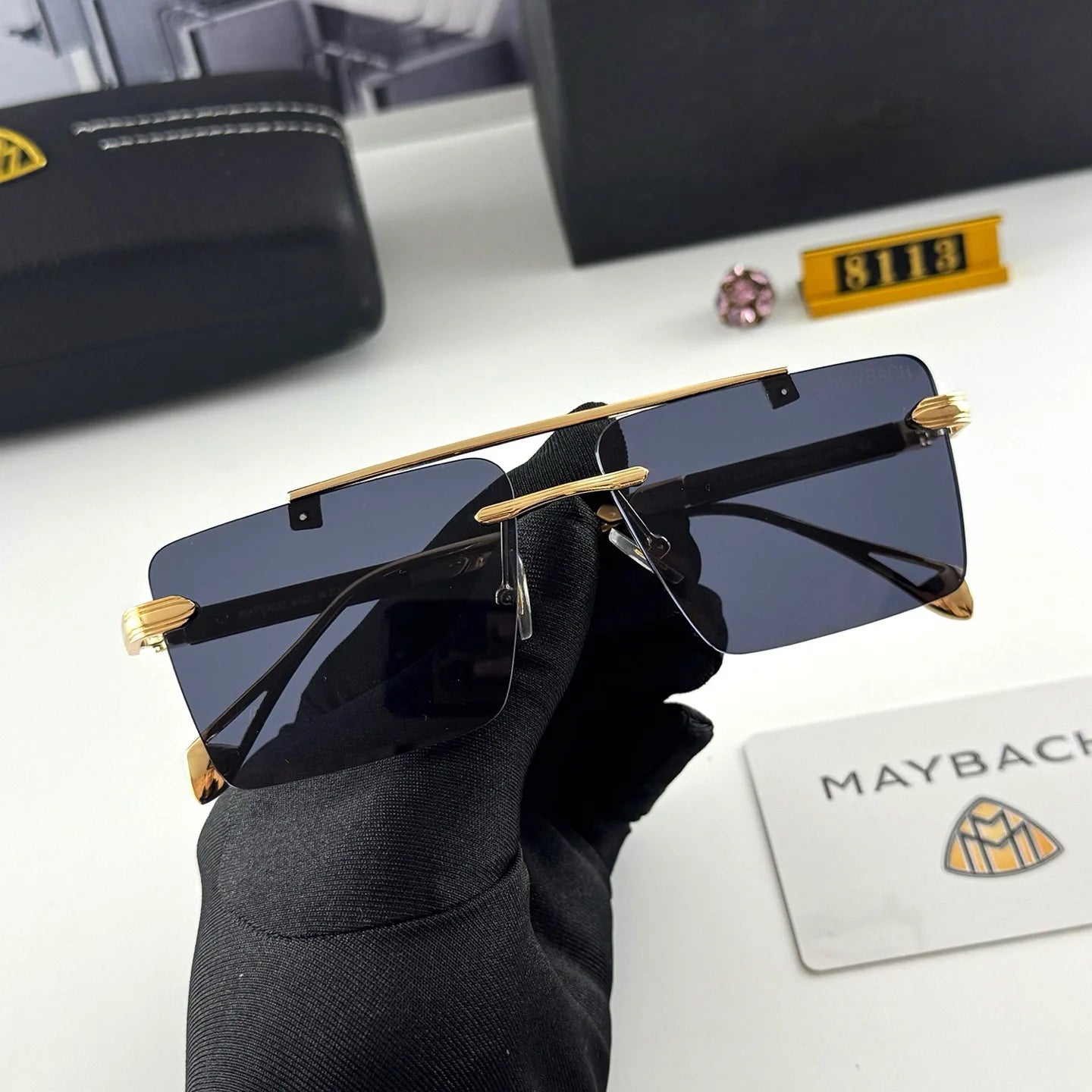 Maybach Frameless Luxury Sunglasses – Sleek UV Goggles for S-Class S450–S680, GLS480, GLS600 – Unisex High-End Car Eyewear