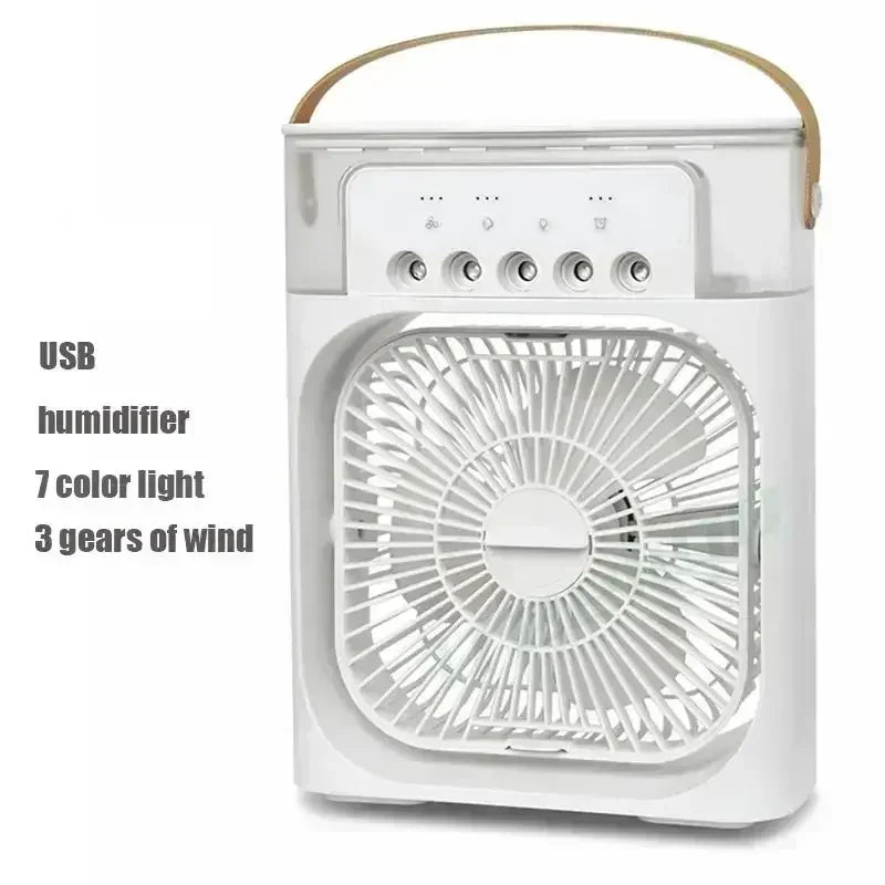 3-in-1 Portable Air Cooler Fan with Humidifier & 7-Color LED Night Light β USB Rechargeable Mini AC for Home, Office & Travel