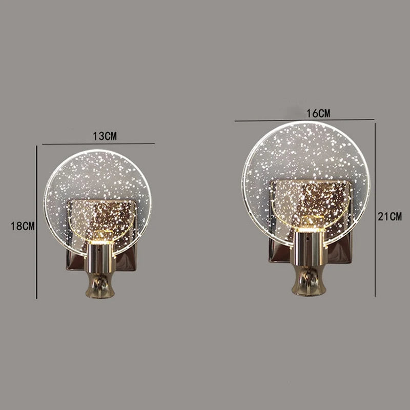 Nordic Simple LED Wall Lamp Crystal Glass Bubble Mirror Front Light Hallway Aisle Living Room Bedroom Dressing Table Wall Lights